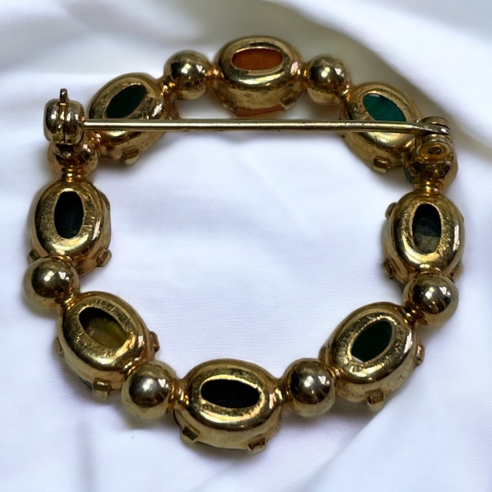 Vintage Scarab Brooch, Real Stones, Egyptian Revival Style - Picture 2 of 2